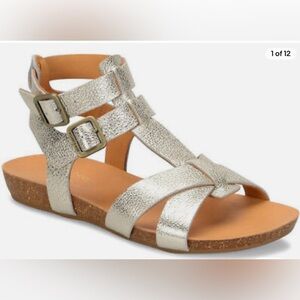 Kork-Ease Doughty Sandals Light Gold Metallic Leather size 8